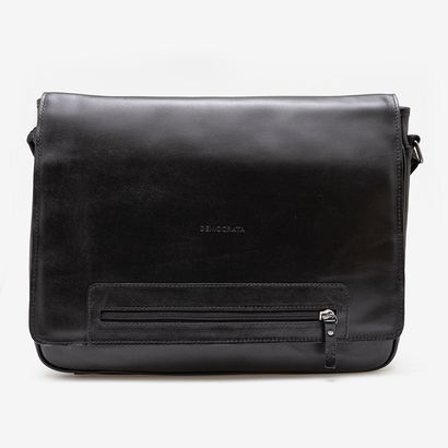 Bolsa Carteiro Em Couro Preto