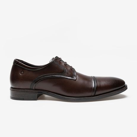 Sapato de Couro Smart Comfort Madison Hi-Soft 32 Marrom Cadarço