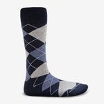 Meia-Feminina-Cano-Alto-Algodao-Poliamida-Xadrez-Azul-Marinho-33-38