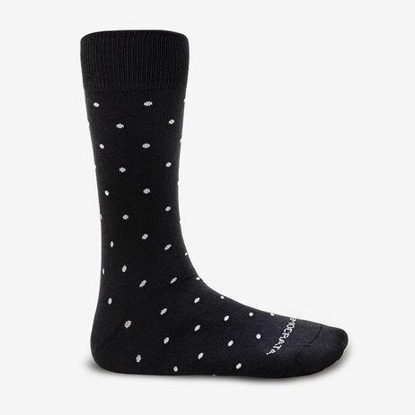 Meia Masculina Cano Longo Algodão Poliamida Preta Poá 39/44