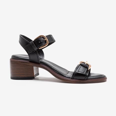 Sandália Feminina Evora Couro Preto