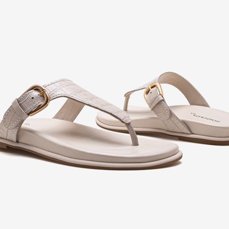 Rasteira Feminina Zoe Couro Off White