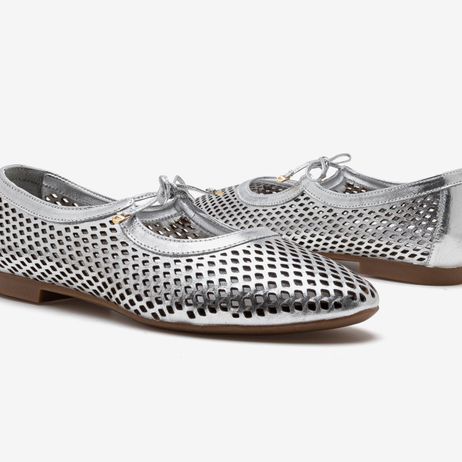 Sapatilha Feminina Lorena Couro Prata