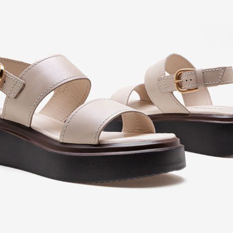 Sandália Feminina Serena Couro Off White