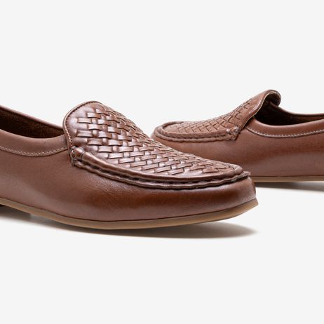 Mocassim Feminino Flora Couro Marrom