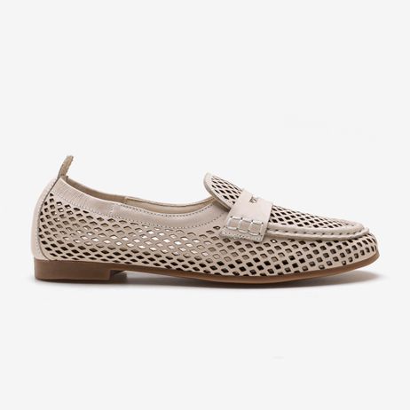 Mocassim Feminino Flora Couro Off White