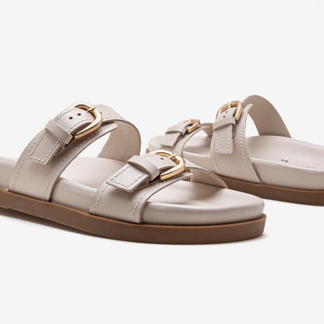 Papete Feminina Iris Couro Off White