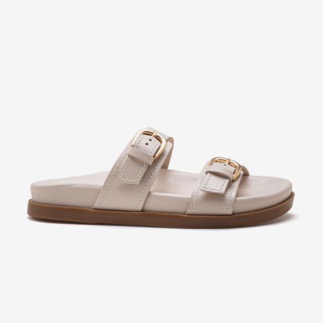 Papete Feminina Iris Couro Off White
