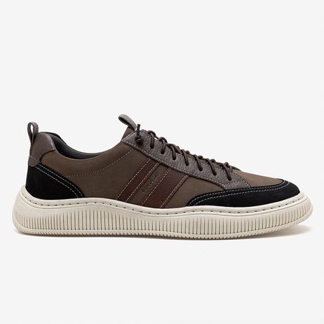 Tênis Masculino Vibe Couro Marrom Preto