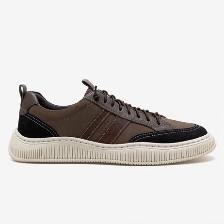 Tênis Masculino Vibe Couro Marrom Preto