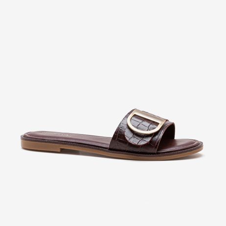 Rasteira Lunna Feminina Couro Pinhao