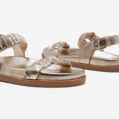 Papete Feminina Iris Couro Dourado