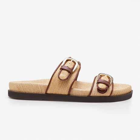 Papete Feminina Iris Couro Palha