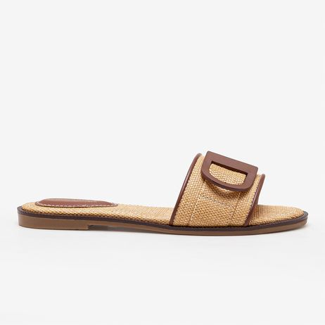 Rasteira Feminina Lunna Couro Bege