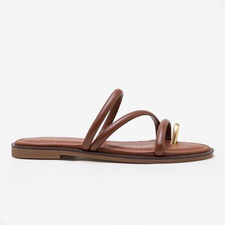 Rasteira Feminina Lunna Metal Marrom