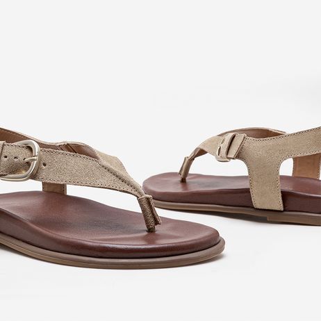 Sandália Feminina Zoe Couro Bege