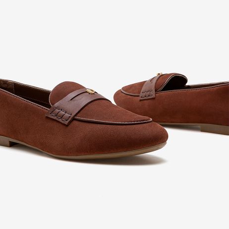 Mocassim Feminino Sarah Camurça Marrom