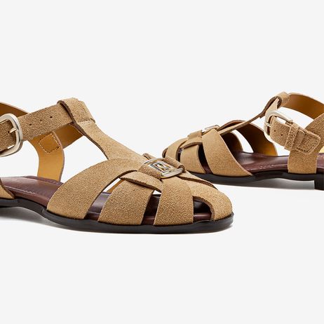 Sandália Feminina Luiza Couro Bege