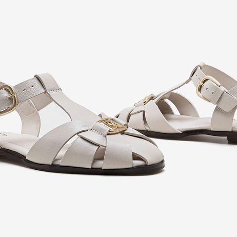 Sandália Feminina Luiza Couro Off White