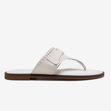 Rasteira Feminina Lunna Couro Off White