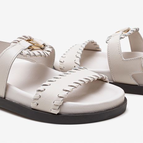 Papete Feminina Iris Couro Off White