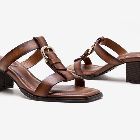 Sandália Feminina Esther Couro Marrom