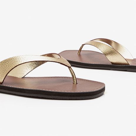 Sandália Feminina Maite Couro Dourado